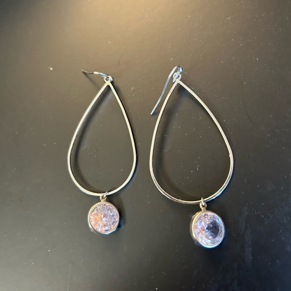 ⭐️ Cubic Zirconia Sliver Dangle Earrings - Picture 3 of 5